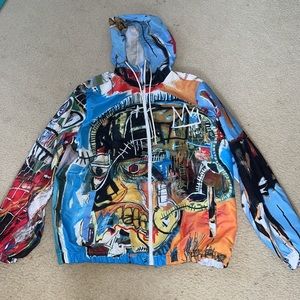 Jean Michel Basquiat + Members Only zip up windbreaker jacket